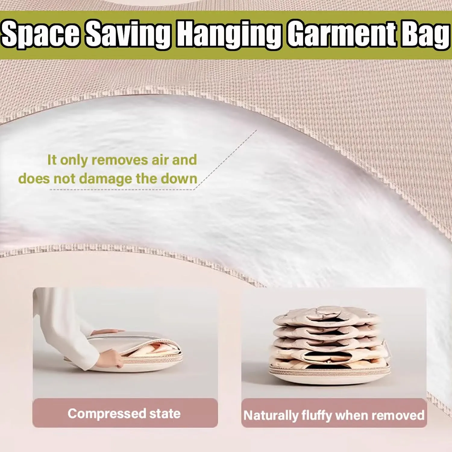 Space Saving Hanging Garment Bag with Self Compression Zipper, Ultra Space Saving Large Dust Cover Clothes Protectors Bags for Down Coat, Hanging Clothes Storage Organiser for Travel (Gray, L XL)