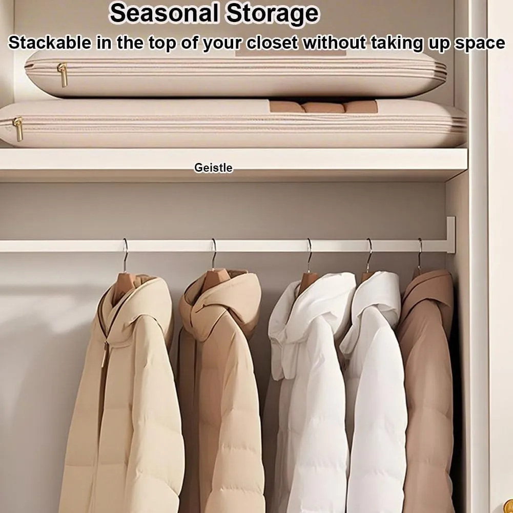 Space Saving Hanging Garment Bag with Self Compression Zipper,Space Saver Closet Organizers,Dust Cover Clothes Bags for Down Coat (Pink, X-Large)