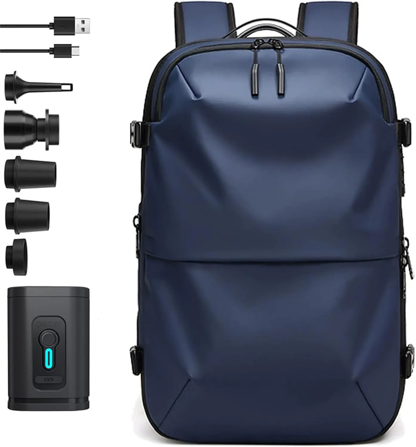 Spacevac Pro Backpack, Ezyvac Vacuum Backpack, 60l Expandable Vacpack Travel Commercial With Pump (2.0-Blue, with Air Pump)