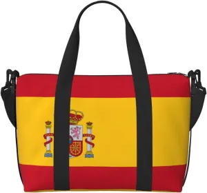 Spanish Flag Small Duffel Bag Foldable Travel Bag Weekender Bag Overnight Gym Hospital Bags For Women&Men