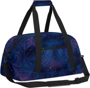 Spiders Web Kids Sports Gym Bags Travel Overnight Duffel Bags Portable Weekender Sleepover Bags for Girls Boy Waterproof Carry on Tote Bag Expandable Work Out Bags Halloween