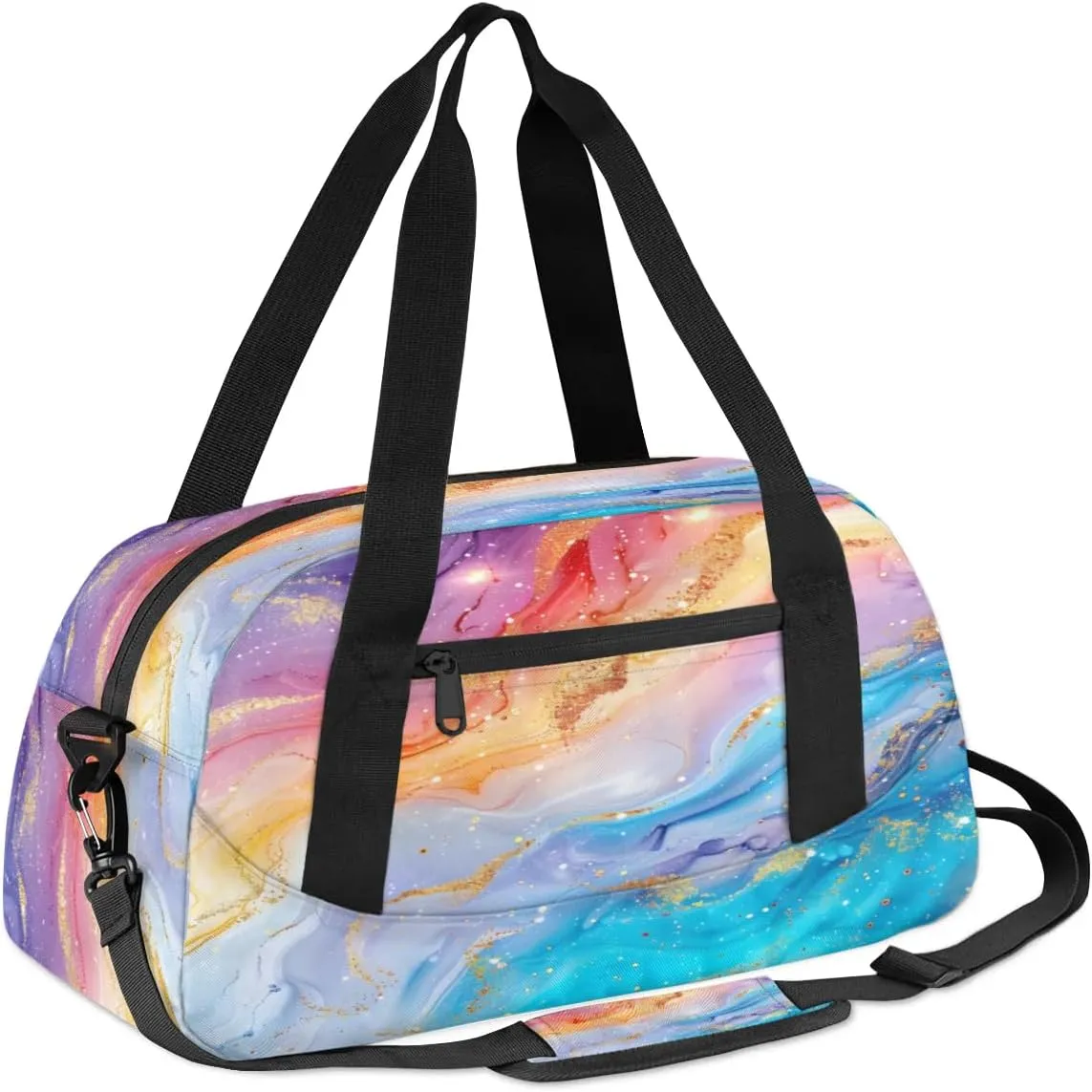 Sport Duffel Bag Colorful Marble Pattern Kids Gym Bag Weekender Overnight Bags for Boys Girls Teens Carry On Workout Travel Bag