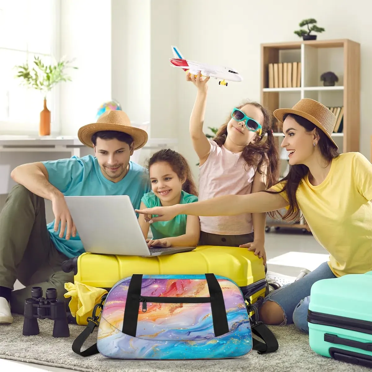 Sport Duffel Bag Colorful Marble Pattern Kids Gym Bag Weekender Overnight Bags for Boys Girls Teens Carry On Workout Travel Bag