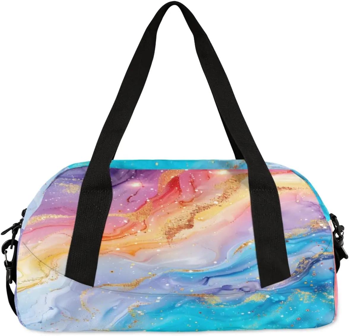 Sport Duffel Bag Colorful Marble Pattern Kids Gym Bag Weekender Overnight Bags for Boys Girls Teens Carry On Workout Travel Bag