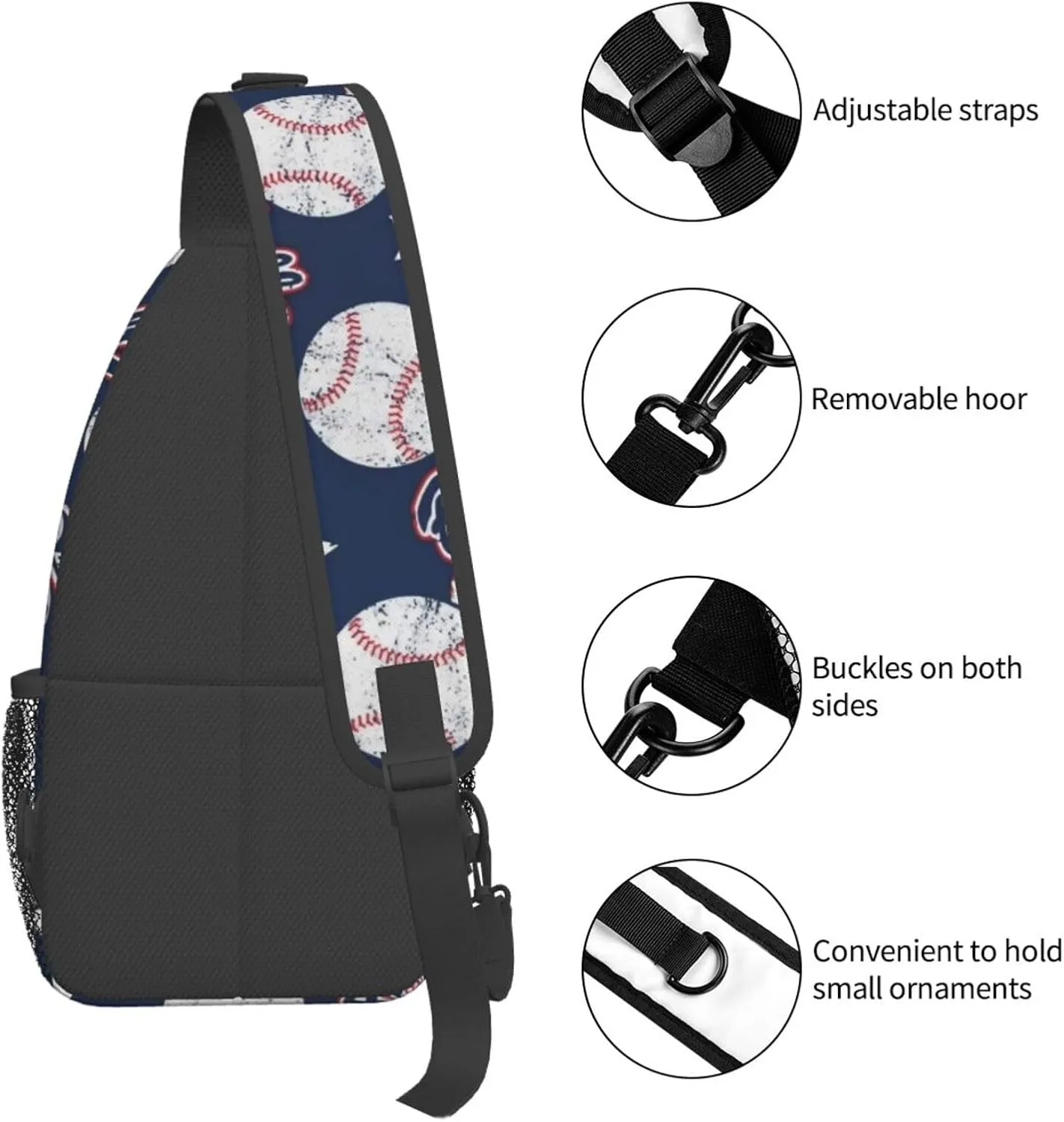 Sports Baseball Ball Chest Bags Crossbody Sling Bag Shoulder Bag Travel Hiking Daypack For Men Women
