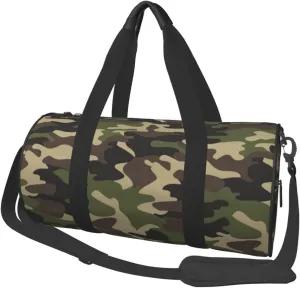 Sports Gym Bag Camouflage Pattern Travel Duffel Bag Shoes Compartment For Men Women Foldable Lightweight Yoga Gym Sports Bag