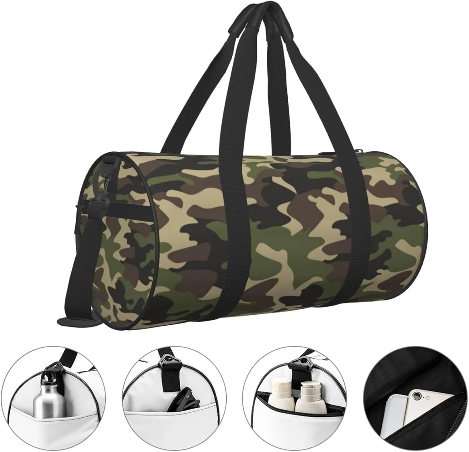 Sports Gym Bag Camouflage Pattern Travel Duffel Bag Shoes Compartment For Men Women Foldable Lightweight Yoga Gym Sports Bag