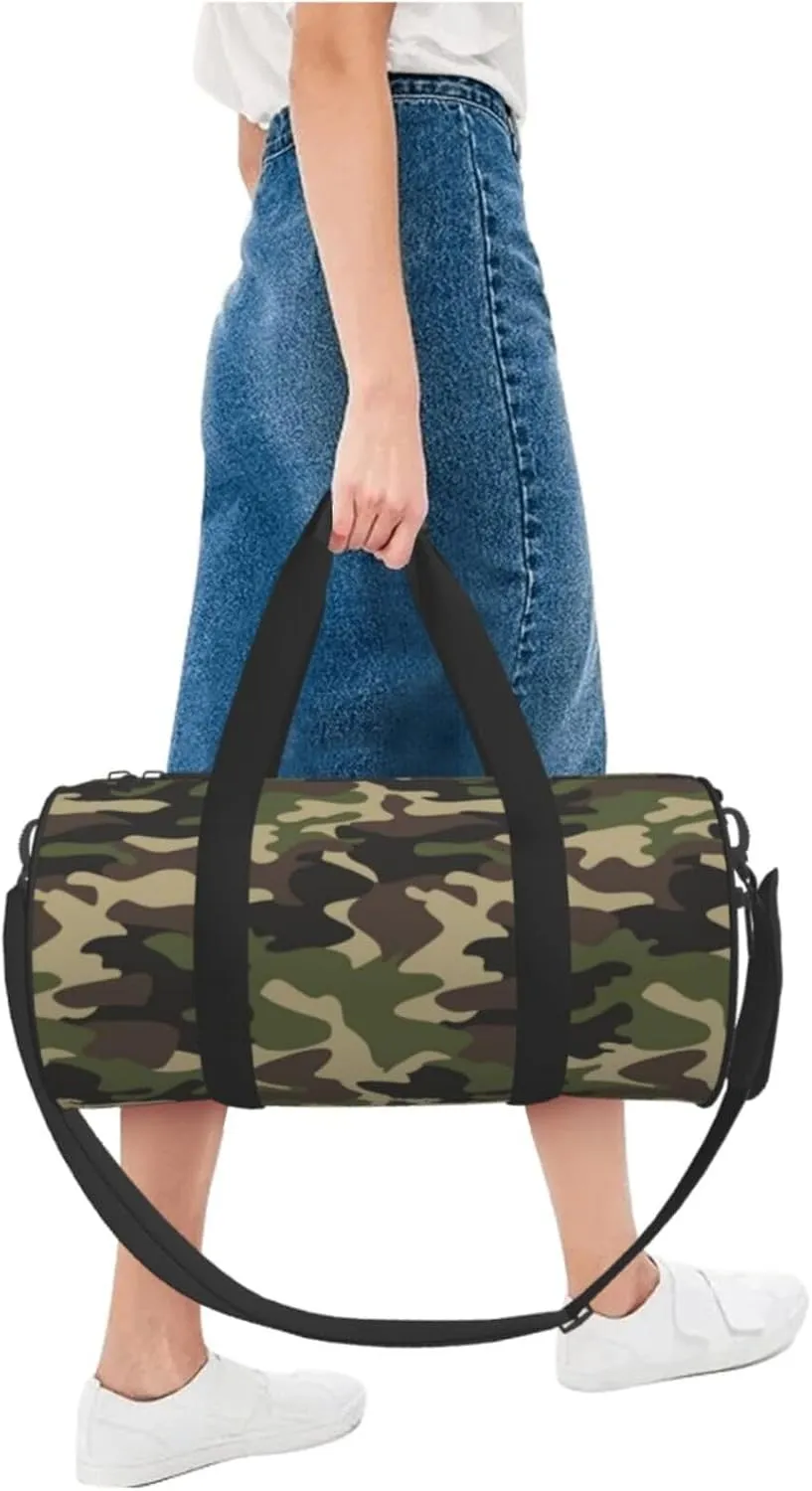 Sports Gym Bag Camouflage Pattern Travel Duffel Bag Shoes Compartment For Men Women Foldable Lightweight Yoga Gym Sports Bag