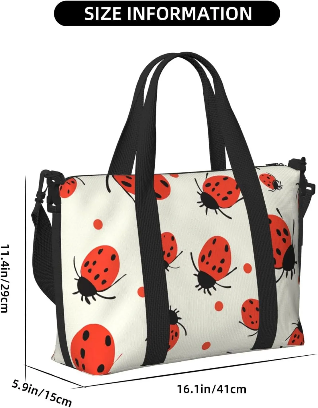 Sports Gym Bag for Women Men Travel Duffel Bag Tote Weekender Bag Carry on Overnight Bag for Travel Swimming Fitness Workout Sports Ladybugs Pattern Infinite Speckled Duffle Bag