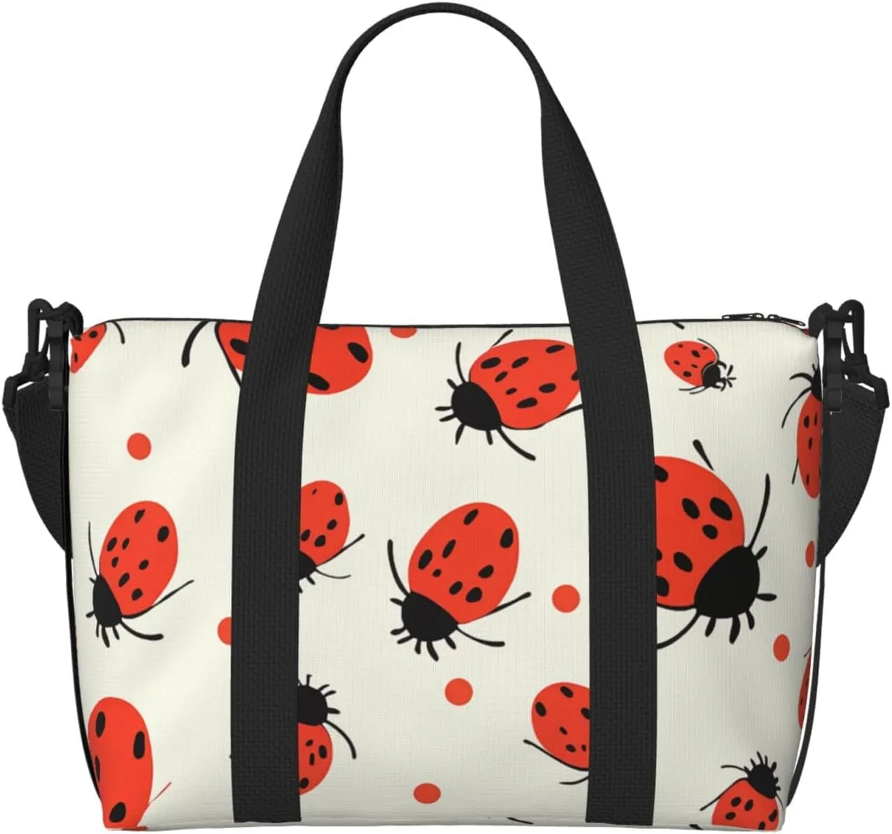 Sports Gym Bag for Women Men Travel Duffel Bag Tote Weekender Bag Carry on Overnight Bag for Travel Swimming Fitness Workout Sports Ladybugs Pattern Infinite Speckled Duffle Bag