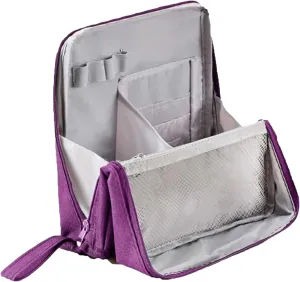 Standing Makeup Bag, Doresty Makeup Bag, Multi-purpose Large Capacity Oxford Cloth Standing Makeup Bags, Waterproof Makeups Organizer with Compartments (Purple)
