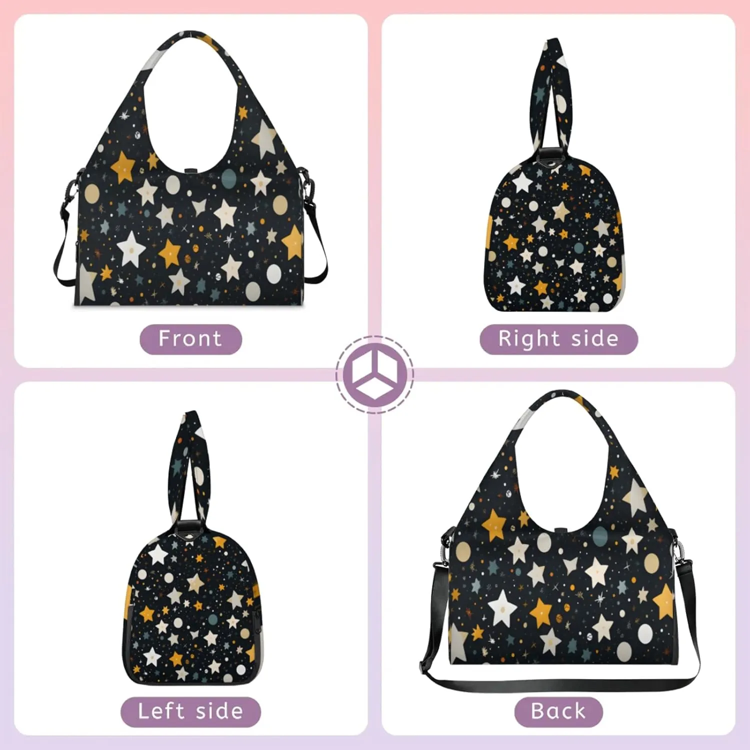 Starry Night Pattern Waterproof Gym Bag for Men Women, Sports Duffel Bag with Shoe Compartment Yoga Mat Holder, Portable Large Travel Bag for Fitness, Camping, Weekend Trips