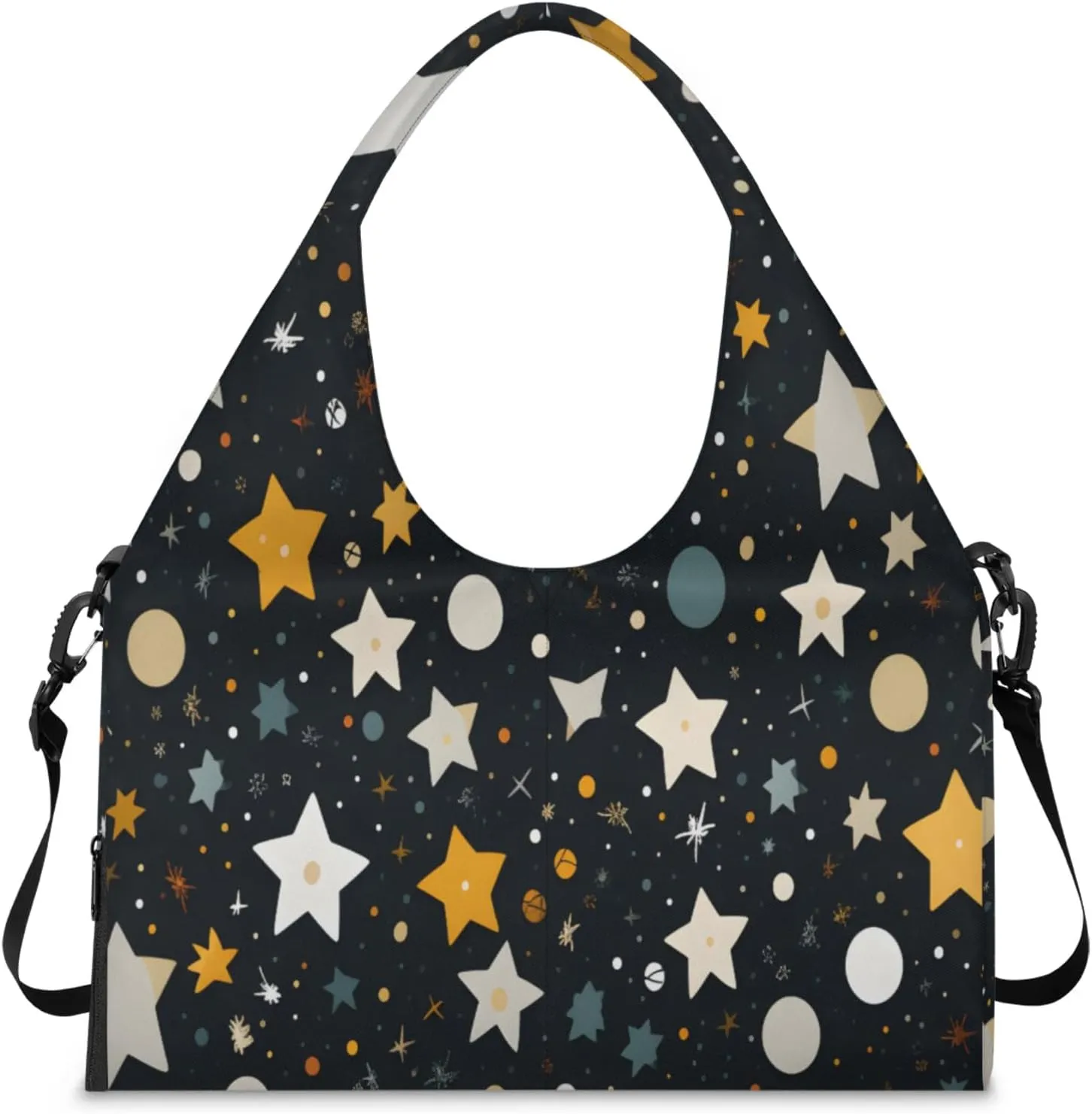 Starry Night Pattern Waterproof Gym Bag for Men Women, Sports Duffel Bag with Shoe Compartment Yoga Mat Holder, Portable Large Travel Bag for Fitness, Camping, Weekend Trips