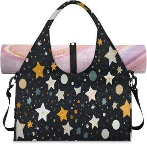 Starry Night Pattern Waterproof Gym Bag for Men Women, Sports Duffel Bag with Shoe Compartment Yoga Mat Holder, Portable Large Travel Bag for Fitness, Camping, Weekend Trips