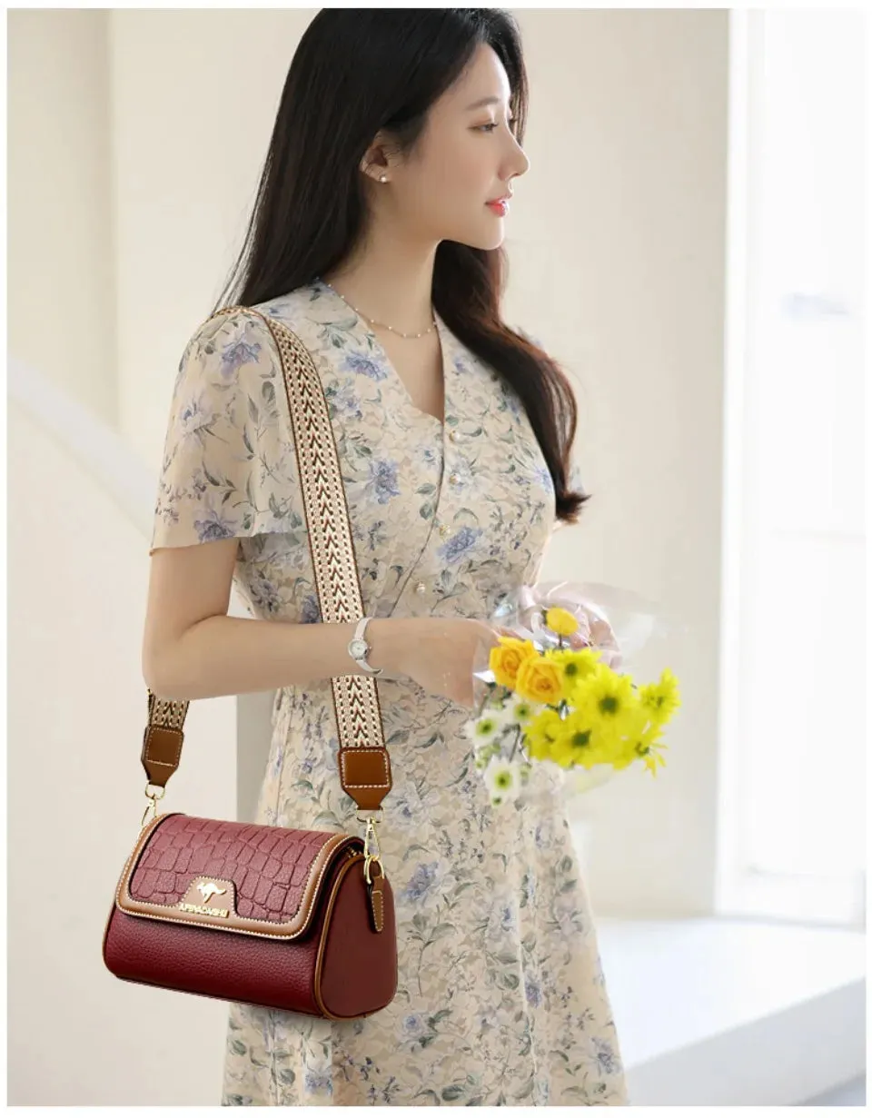Stone Pu Leather Shoulder Hand Bag for Women Mom Purse Fashion Mother's Crossbody Bag Underarm Bag Small Square Satchel Handbag