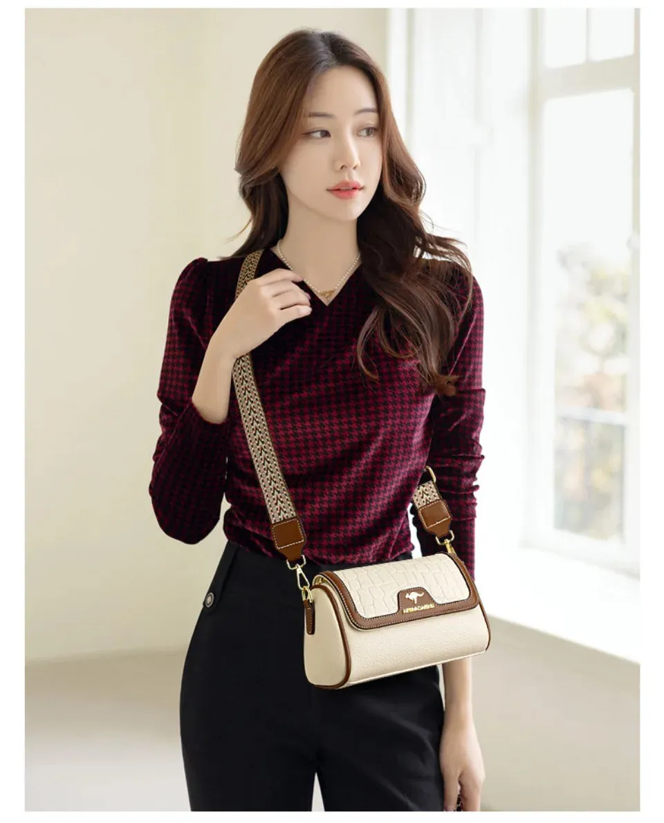 Stone Pu Leather Shoulder Hand Bag for Women Mom Purse Fashion Mother's Crossbody Bag Underarm Bag Small Square Satchel Handbag