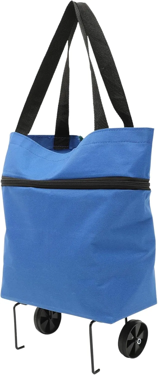 Storage Bag with Wheels Foldable Laundry Bag Shopping Storage Bag Wagons Carts Heavy Duty Foldable Tey