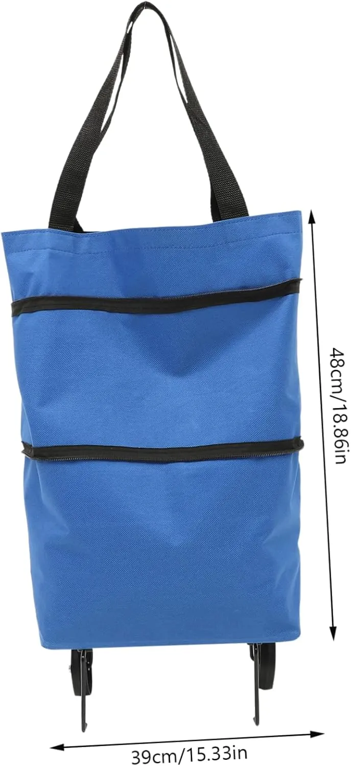 Storage Bag with Wheels Foldable Laundry Bag Shopping Storage Bag Wagons Carts Heavy Duty Foldable Tey