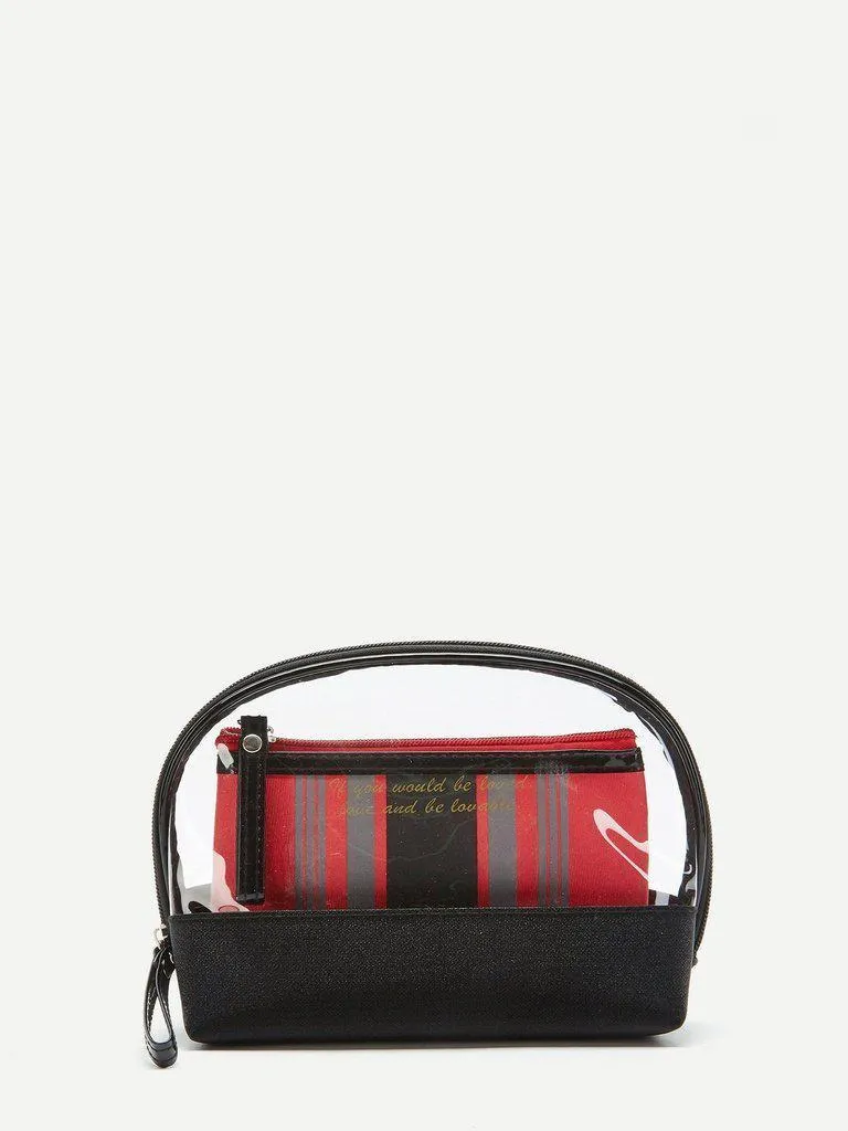 Striped Makeup Bag 2pcs