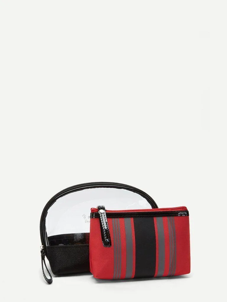 Striped Makeup Bag 2pcs
