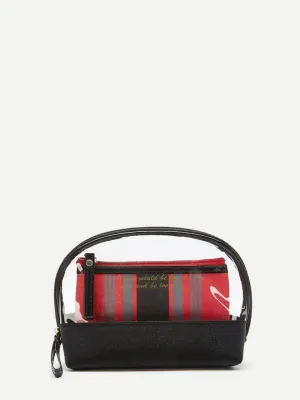 Striped Makeup Bag 2pcs