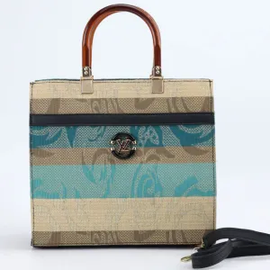 Striped Top Handle Canvas Satchel Purse #Lv-445 #22