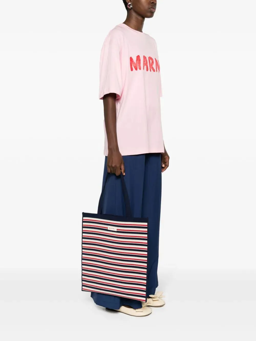 striped tote bag