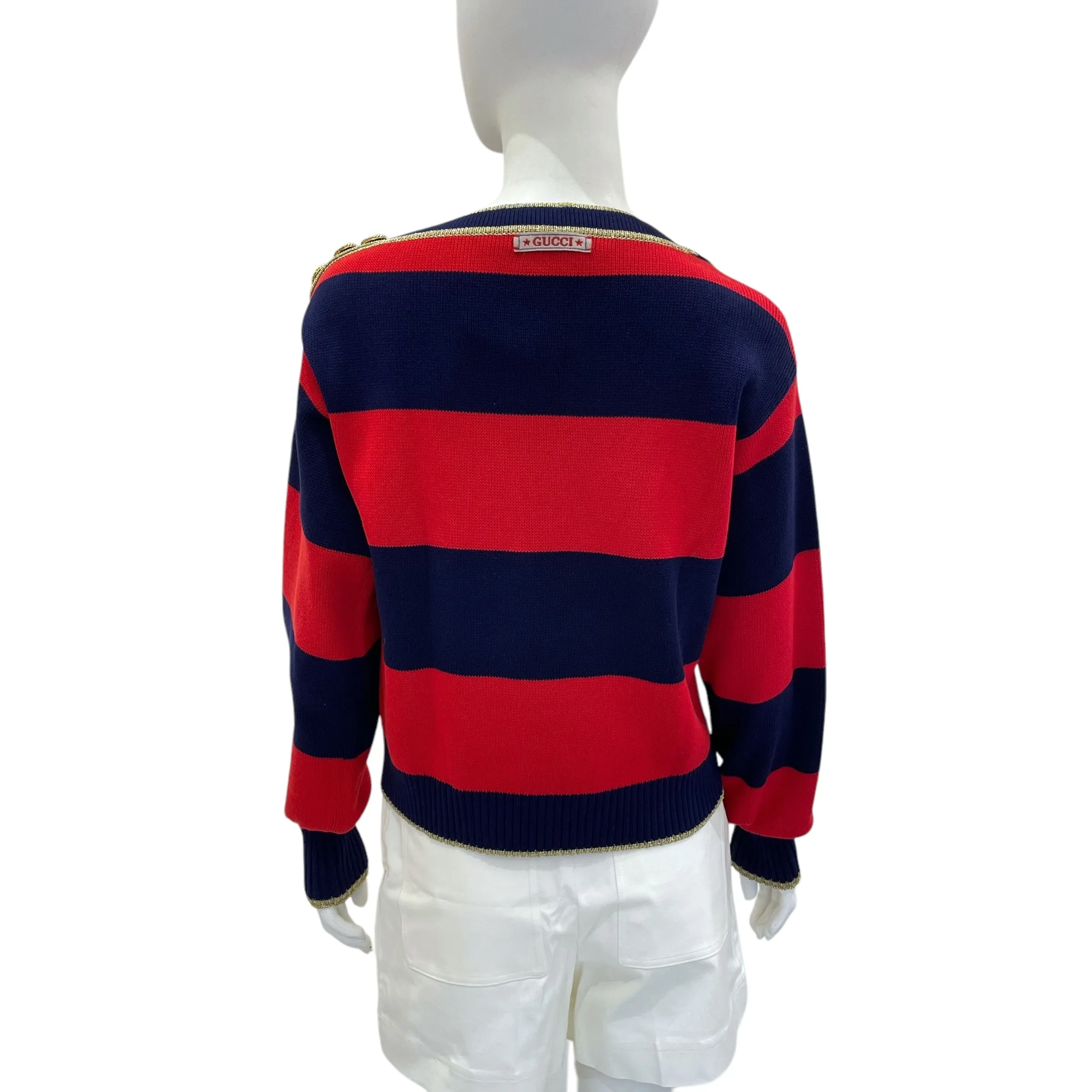 Striped XS Multi-colour Crewneck Knitwear in Cotton, Oolyamide, Elastane, Gold hardware