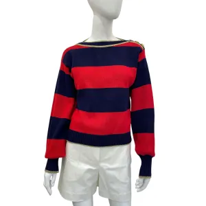 Striped XS Multi-colour Crewneck Knitwear in Cotton, Oolyamide, Elastane, Gold hardware