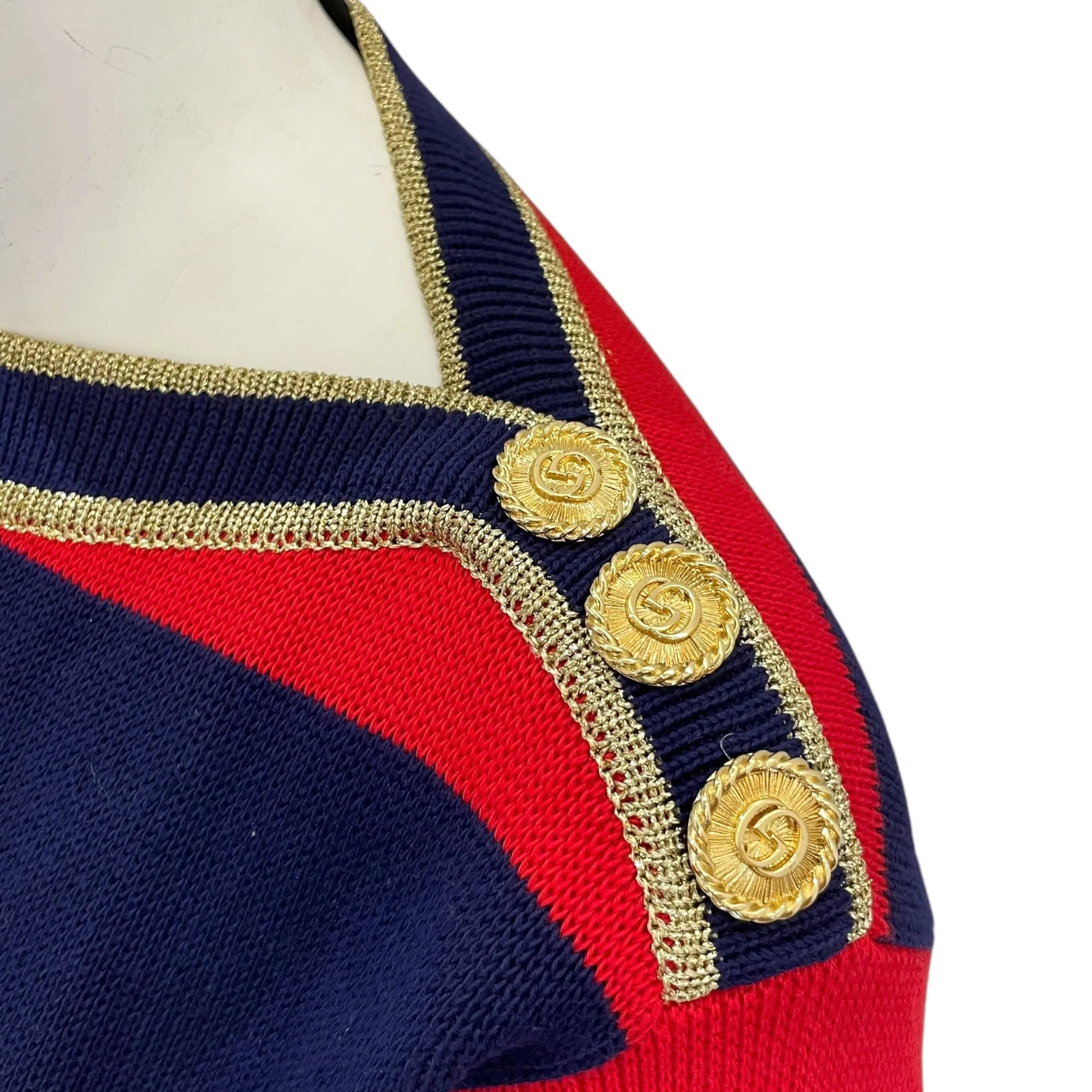 Striped XS Multi-colour Crewneck Knitwear in Cotton, Oolyamide, Elastane, Gold hardware
