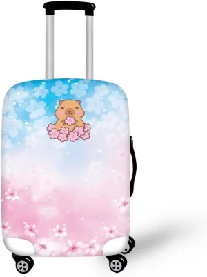 Sturdy Suitcase Proterctor, Fashion Luggage Covers with Stylish Prints Anti-Scratch Design Anti Theft Portable Zipper Design for Airplane Checked Bags Capybara