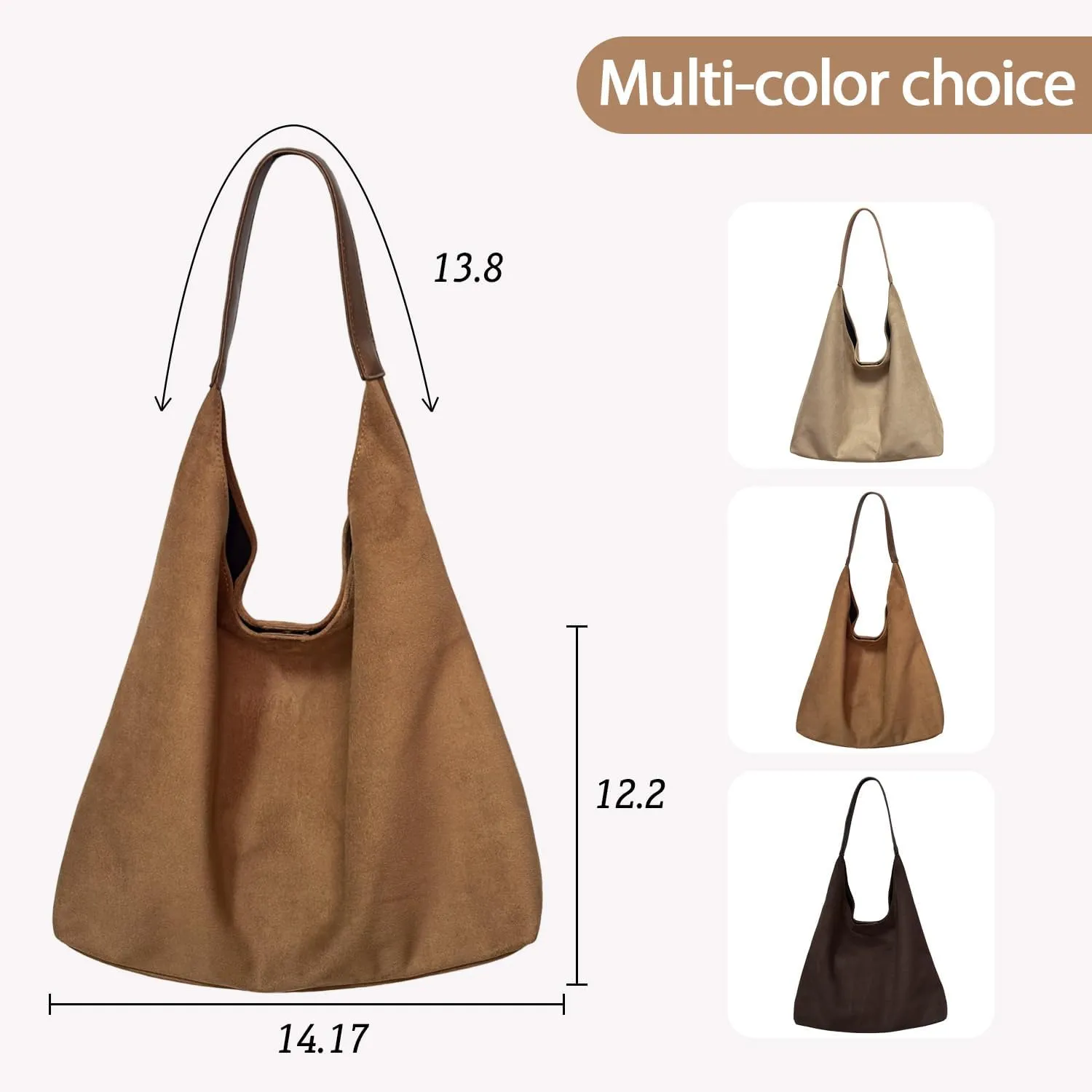 Suede Bags for Women New Suede Tote Bag for Women Fashionable Suede Bag Retro Suede Slouchy Bag Suede Shoulder Bag