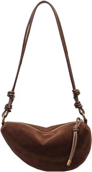Suede Bags for Women Suede Purses Crescent Bag Crossbody Shoulder Bag Trendy Tote Handbags