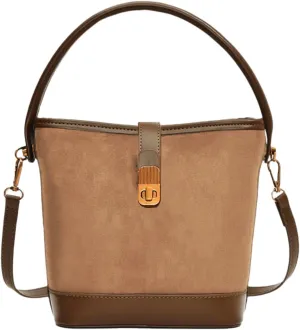 Suede Buckle Bags for Women 2025 Vintage Small Bucket Bag Fashion Versatile Shoulder Bag Suede Crossbody Purse