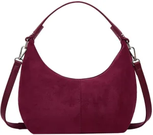 Suede Crescent Tote Bags for Women Vintage Shoulder Bag Brown Suede Handbag Casual Crossbody Bag Travel Work Purse