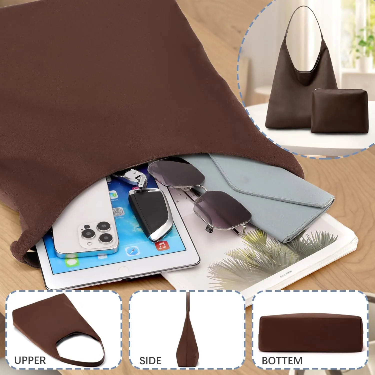 Suede Hobo Bags for Women Large Tote Bags Work Casual Shoulder Handbags Purses
