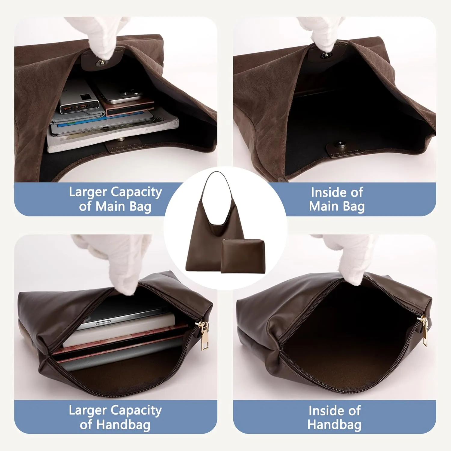 Suede Hobo Bags for Women Large Tote Bags Work Casual Shoulder Handbags Purses