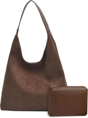 Suede Hobo Bags for Women Slouchy Shoulder Bags Trendy Tote Handbags Everyday Purses