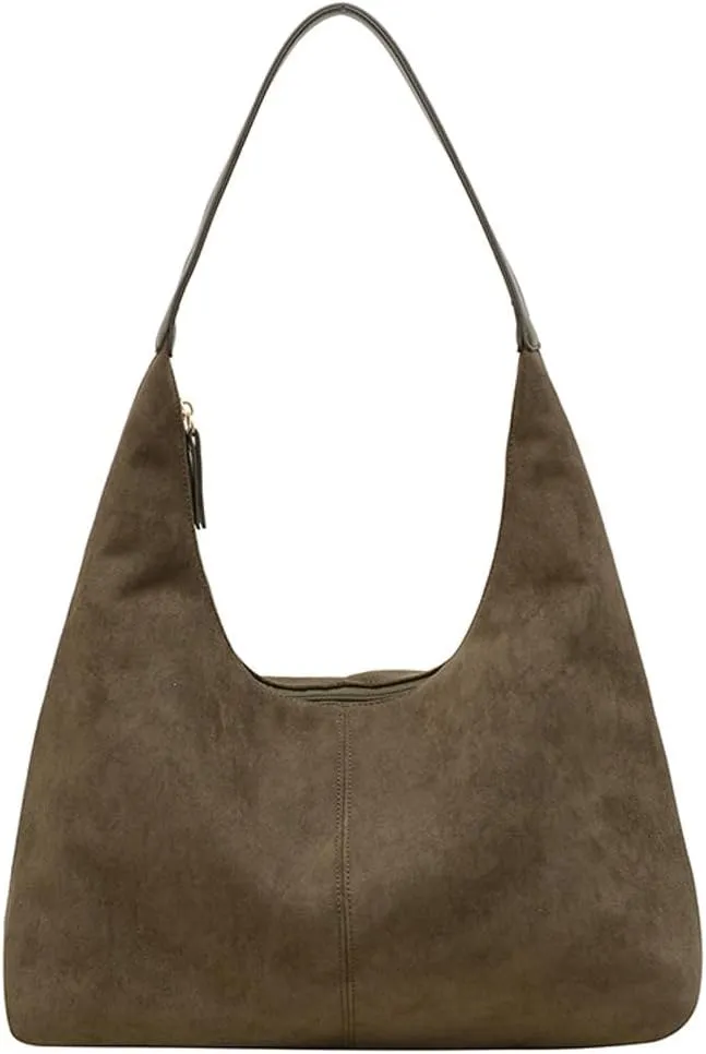 Suede Tote Bag for Women Shoulder Bag Retro Handbags Soft Satchel Stylish Large Two-piece Purse Work Travel