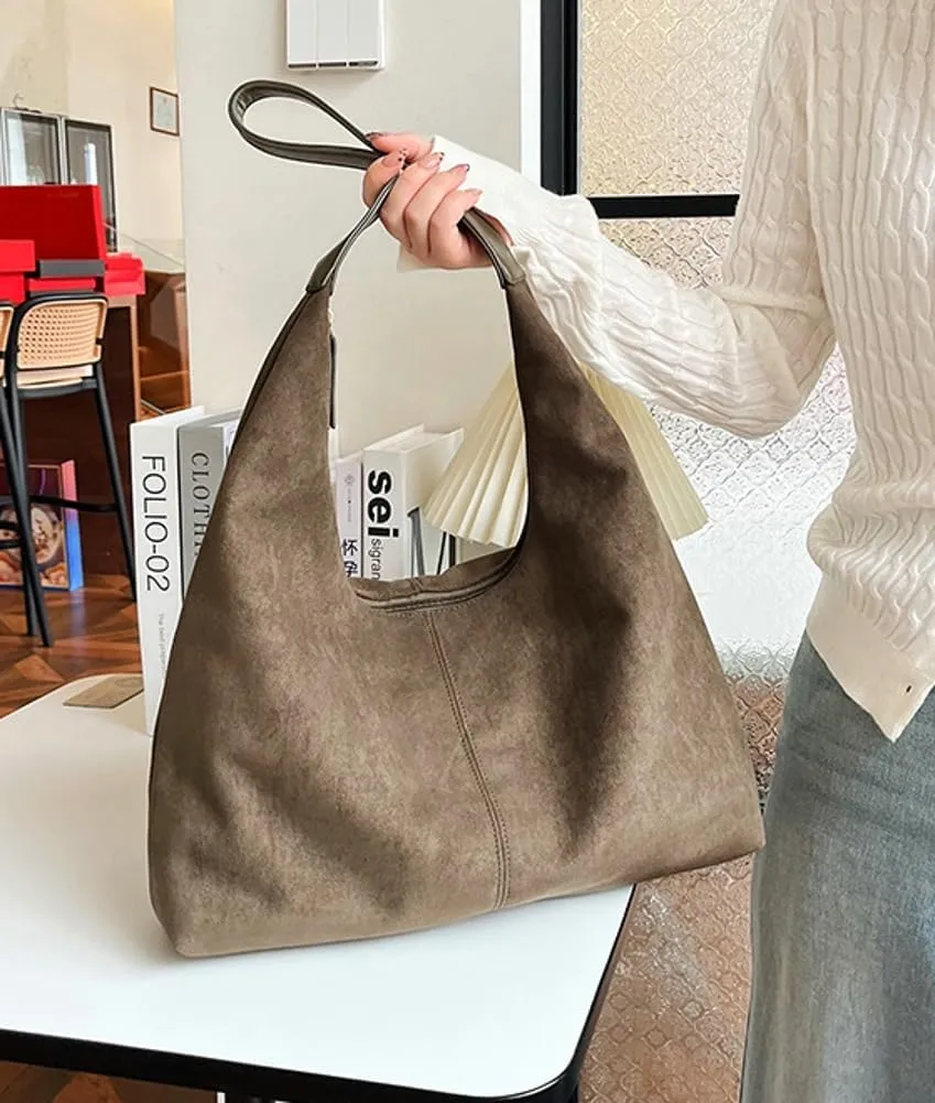 Suede Tote Bag for Women Shoulder Bag Retro Handbags Soft Satchel Stylish Large Two-piece Purse Work Travel