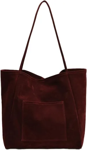 Suede Tote Bag for Women Slouchy Shoulder Bags Suede Bag Shoulder Handbag Leather Shoulder Bags Trendy Tote Bag Purse Bags