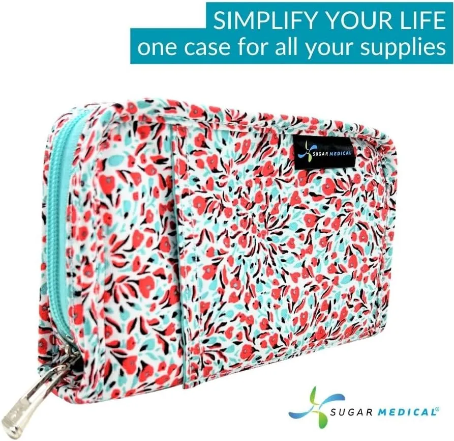Sugar Medical Diabetes Supply Case | Medical Supplies Travel Bag | Glucose Meter Organizer | Diabetic Care Products | Glucometer Kit (Lily)