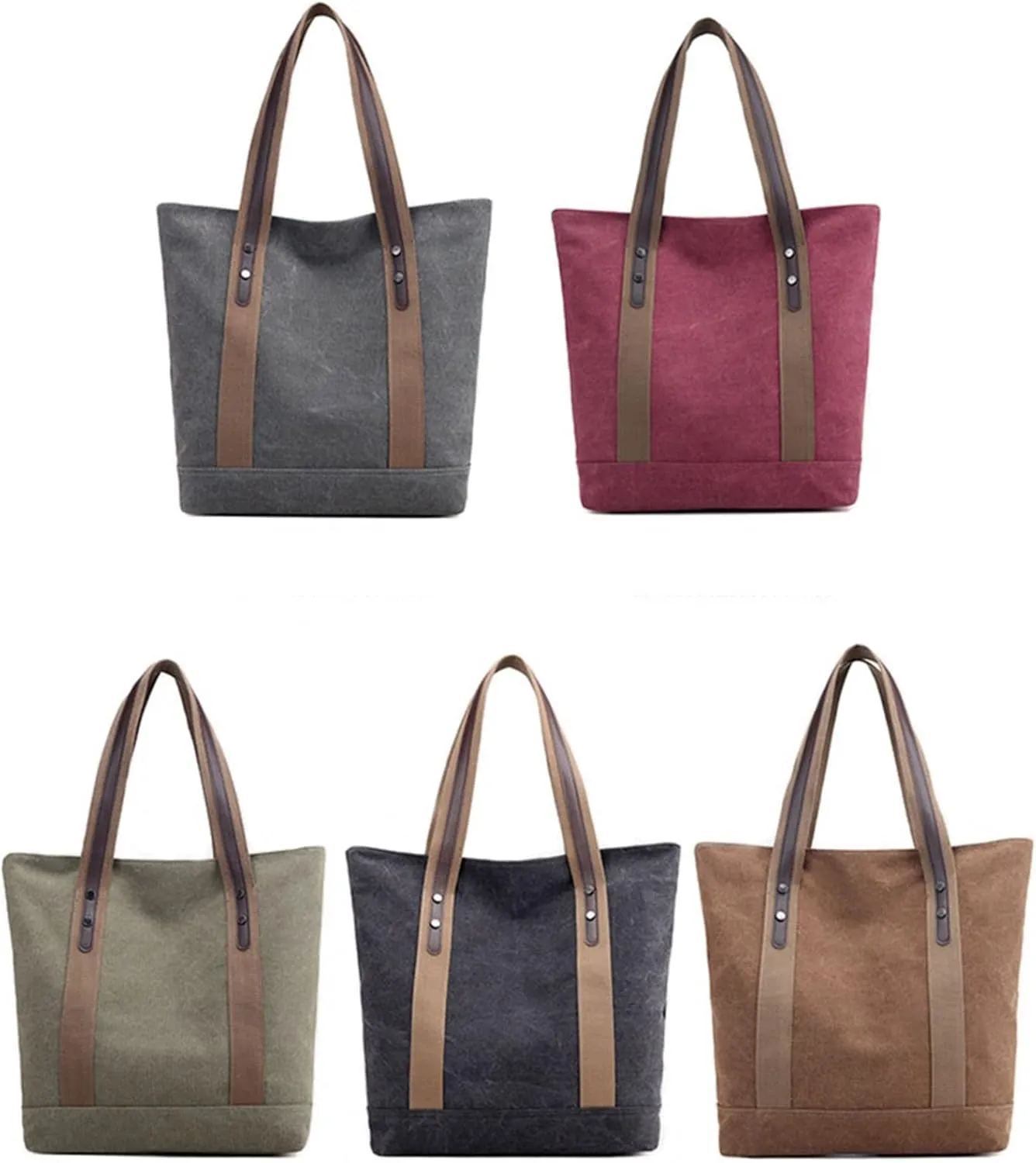 Sunshinejing Women's Canvas Shoulder Bags Retro Casual Handbags Work Bag Tote Purses