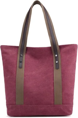 Sunshinejing Women's Canvas Shoulder Bags Retro Casual Handbags Work Bag Tote Purses