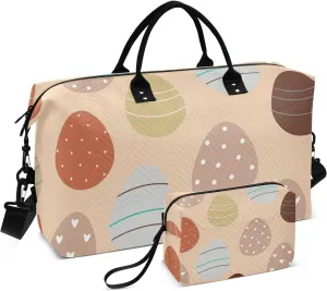 susiyo Travel Duffel Bags Easter Eggs Quilted Gym Bag Weekender Overnight Bags with Small Makeup Pouch