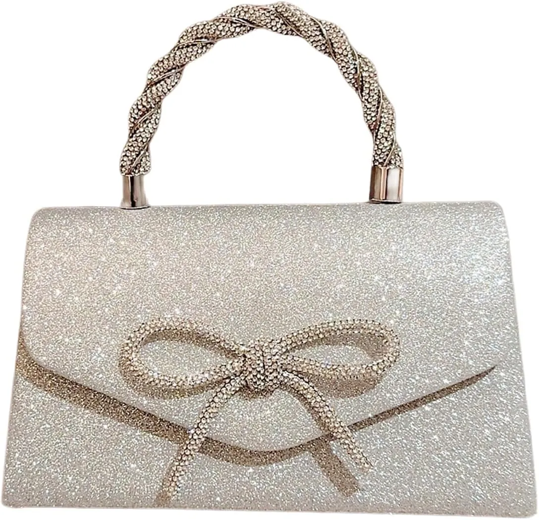 SweatyRocks Women's Bow Sparkly Glitter Clutch Purses Top Handle Evening Handbags