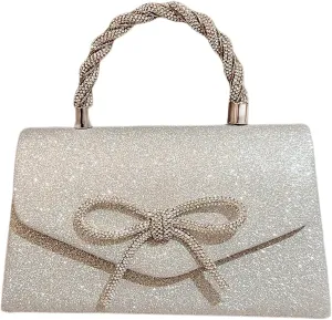 SweatyRocks Women's Bow Sparkly Glitter Clutch Purses Top Handle Evening Handbags