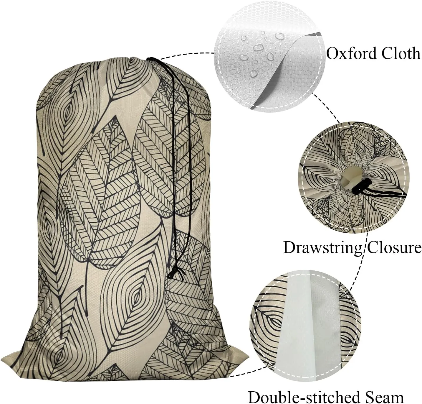 Swono Autumn Leaf Pattern Laundry Bags 28" x 40", Fall Leaves Repeat Graphic Plants Versatile - Multi Use