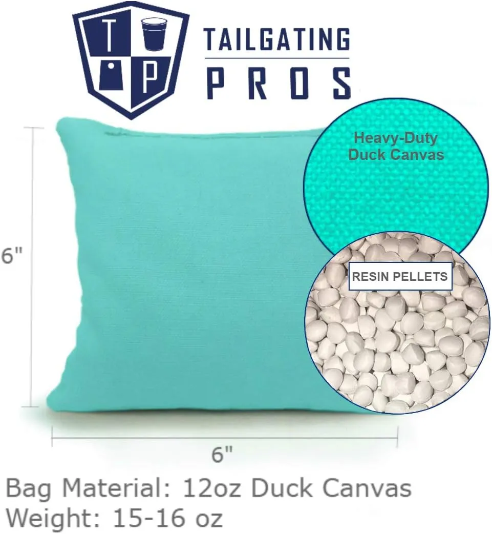 Tailgating Pros Pro-Style Two-Sided Cornhole Bags Slick & Stick Resin Filled Suede and Duck Canvas Set of 8-20  Color Combos -