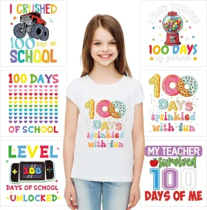 TaoBary 6 Pieces DIY 100 Days of School Transfer Iron on Patches Unicorn Rainbow Heat Iron on Patches for Clothing Washable Stickers for DIY Clothing Bag Hat Craft Accessories(Funny)